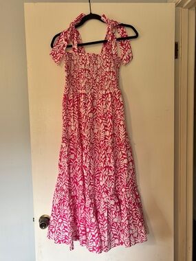 NWT Sail to Sable Pink VineTie-Strap Midi Dress, Size XXS